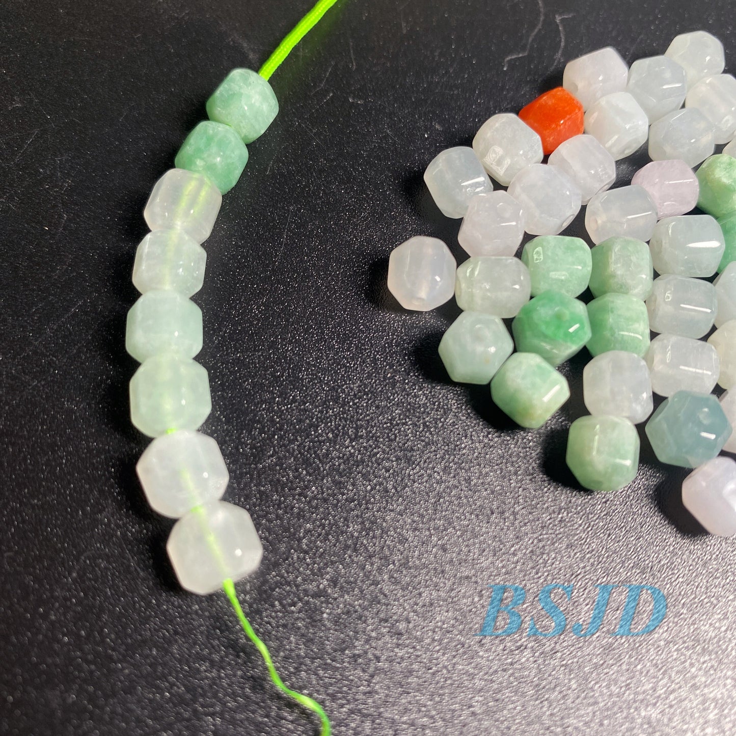 Natural Grade A Jade Hexagon shape Beaded white green Jade Ice Green Jadeite Tube DIY Beads earrings drop Jewelry gift