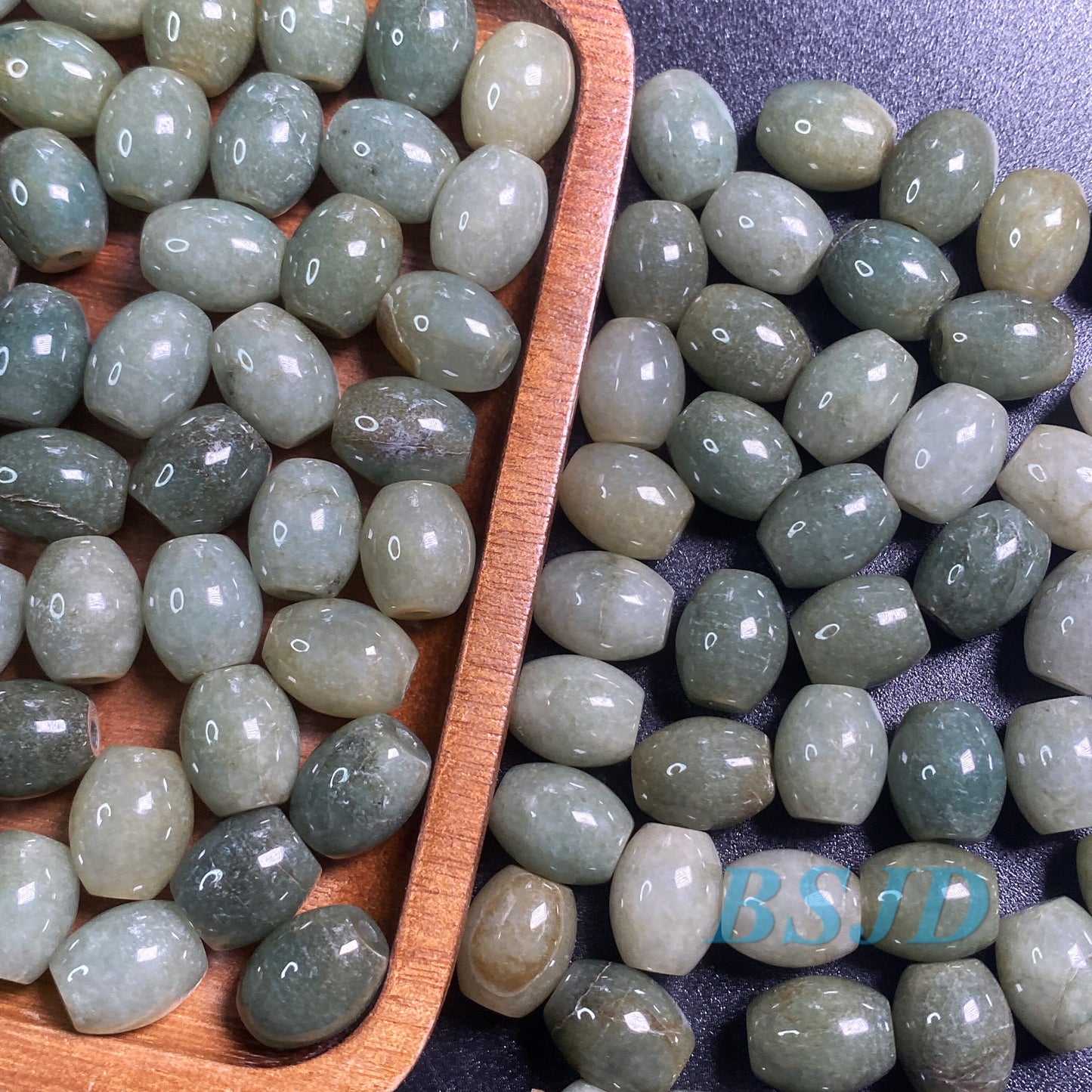 100Pcs Oval shape Grade A Jade Burma Jadeite Beads WHITE Gray Perle DIY jade necklace earrings ,Jade barrel tube