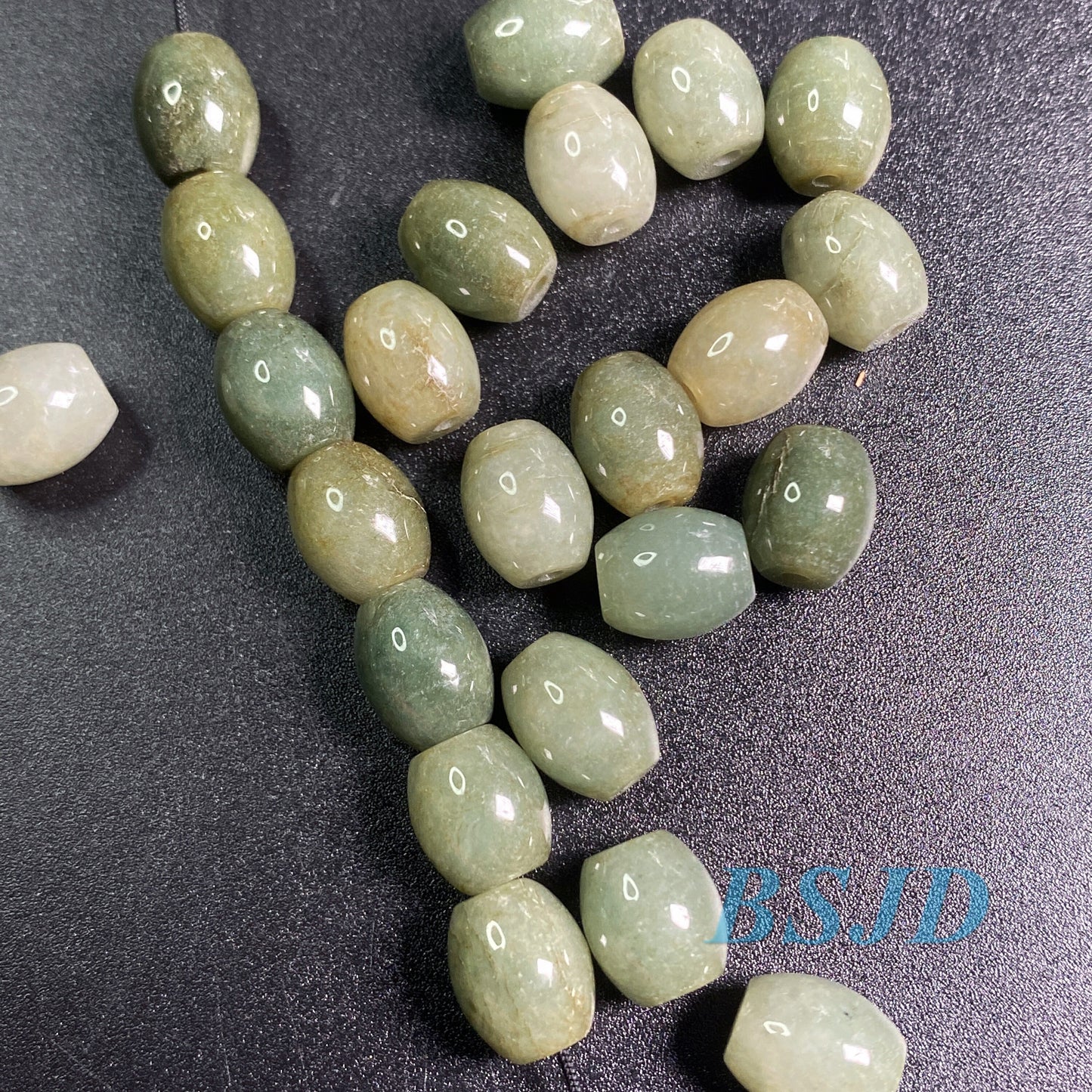 100Pcs Oval shape Grade A Jade Burma Jadeite Beads WHITE Gray Perle DIY jade necklace earrings ,Jade barrel tube