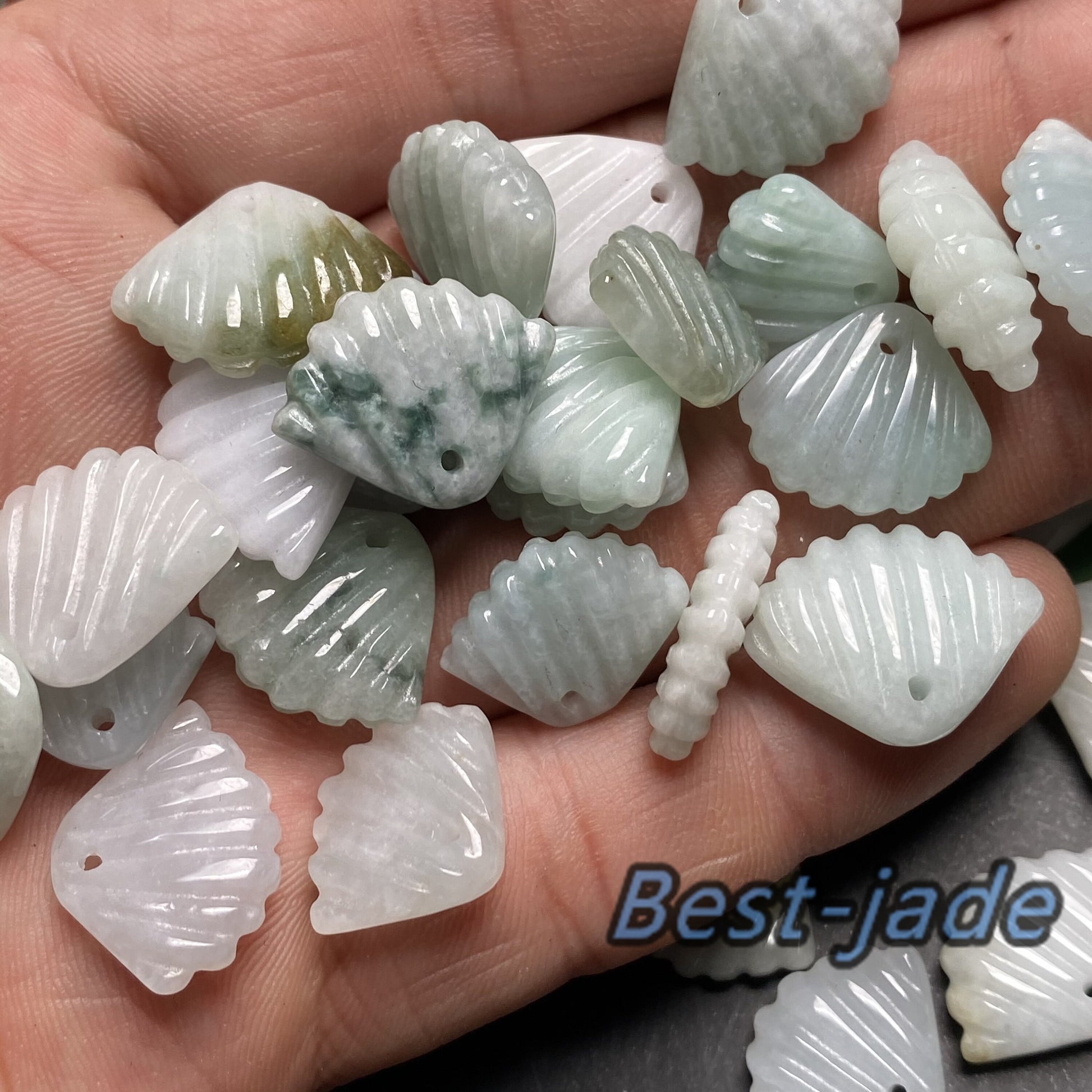 Wholesale Grade A Jade Burma jadeite Beads pearl Shell bead Type A jade Ice Myanmar Jadeite conch pendant DIY necklace earrings