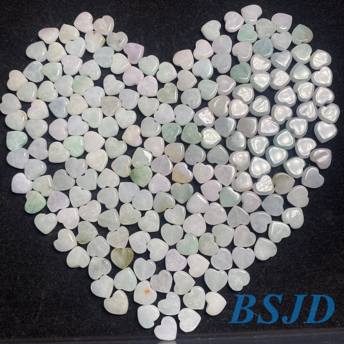 100PCS Wholesale Lucky Heart Shape Grade A Jade Burma jadeite Beads Perle Green Type A jade Ice Myanmar Jadeite DIY necklace earrings