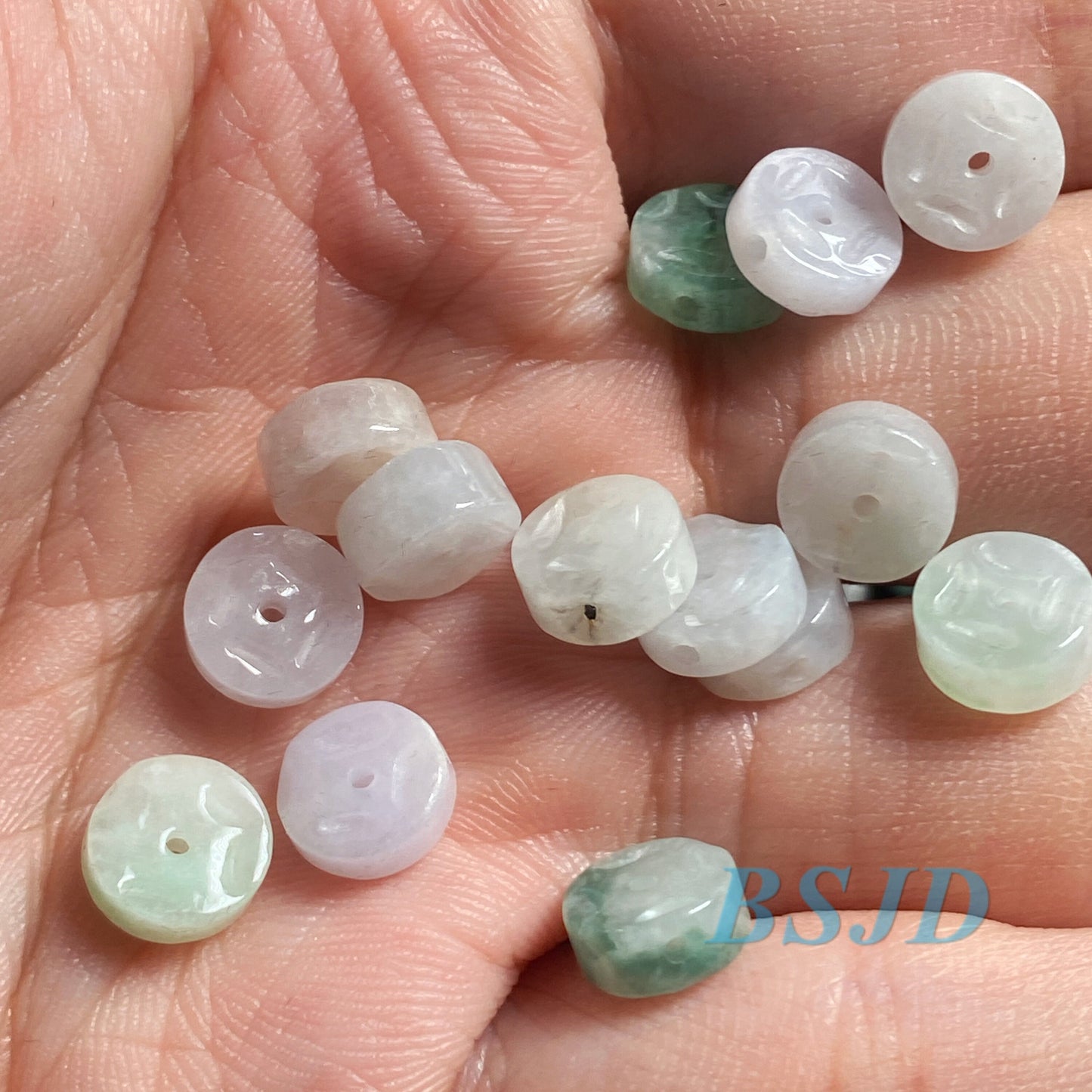 100PCS  8*8mm Coin Grade A Jade Burma Jadeite Roundness Beads  Myanmar Jadeited DIY jade bead earrings