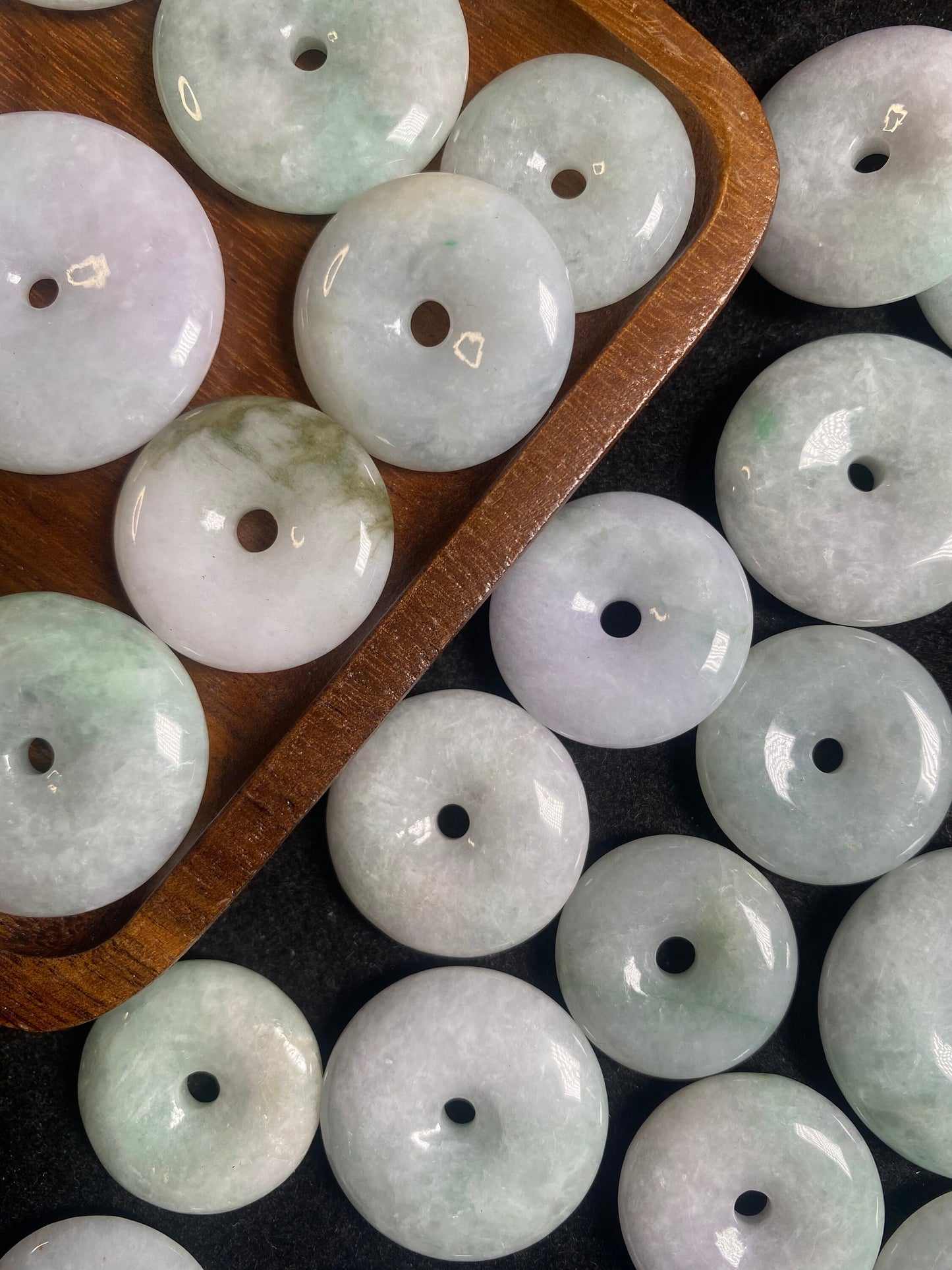 10PCS Grade A Jade Donut jade pendant Natural Green Burma Jade DIY earrings .