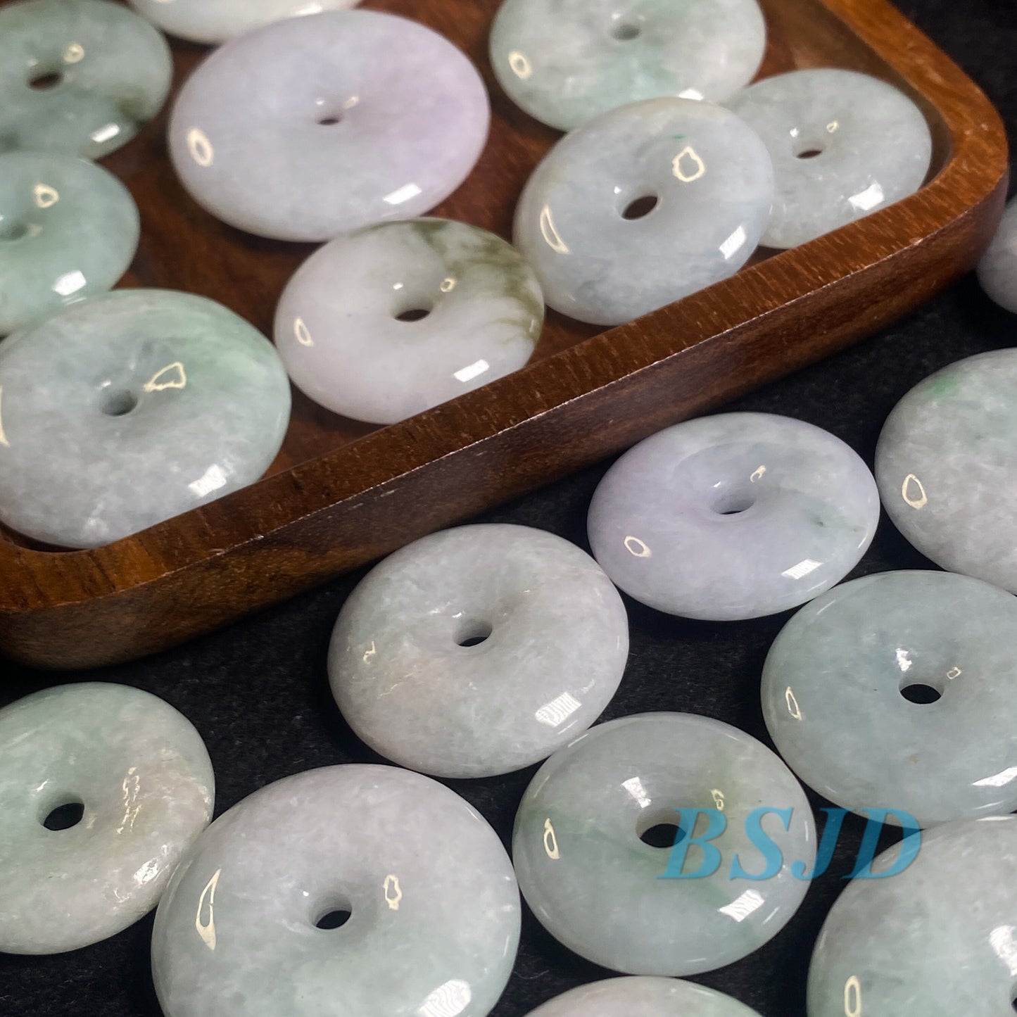 10PCS Grade A Jade Donut jade pendant Natural Green Burma Jade DIY earrings .