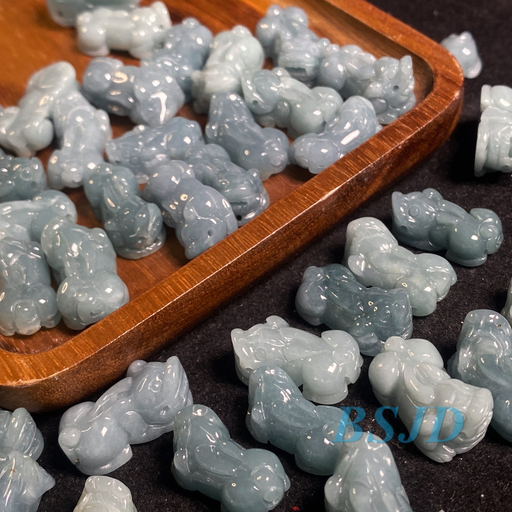 Small Pixiu Natural transparent Guatemala Jadeite bead Grade A Jade Blue gemstone men dragon Guatemalan jadeite baby kid pendant