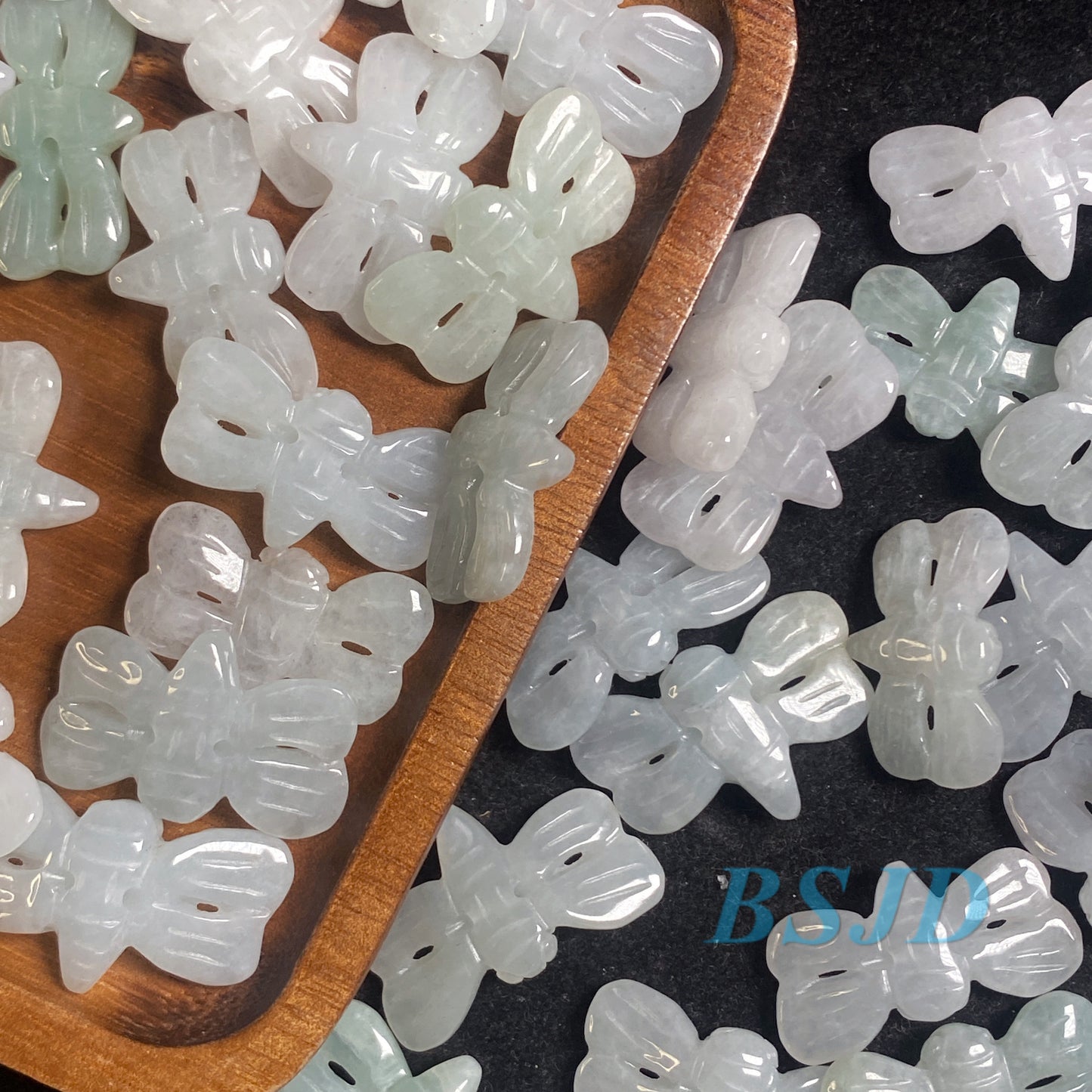 10pcs Butterfly beaded Grade A Jade Natural green Jadeite pendant Burma jade bead Hand Carved Lady baby necklace