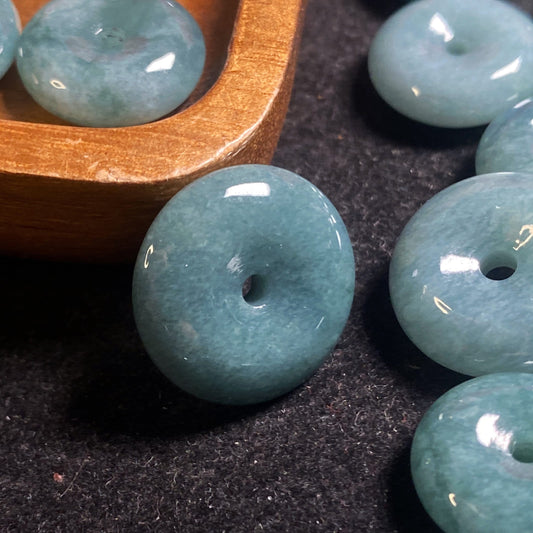 Natural Guatemalan jadeite Light Translucent Blue Grade A jade Donut pendant Earrings beads Guatemala jade doughnut