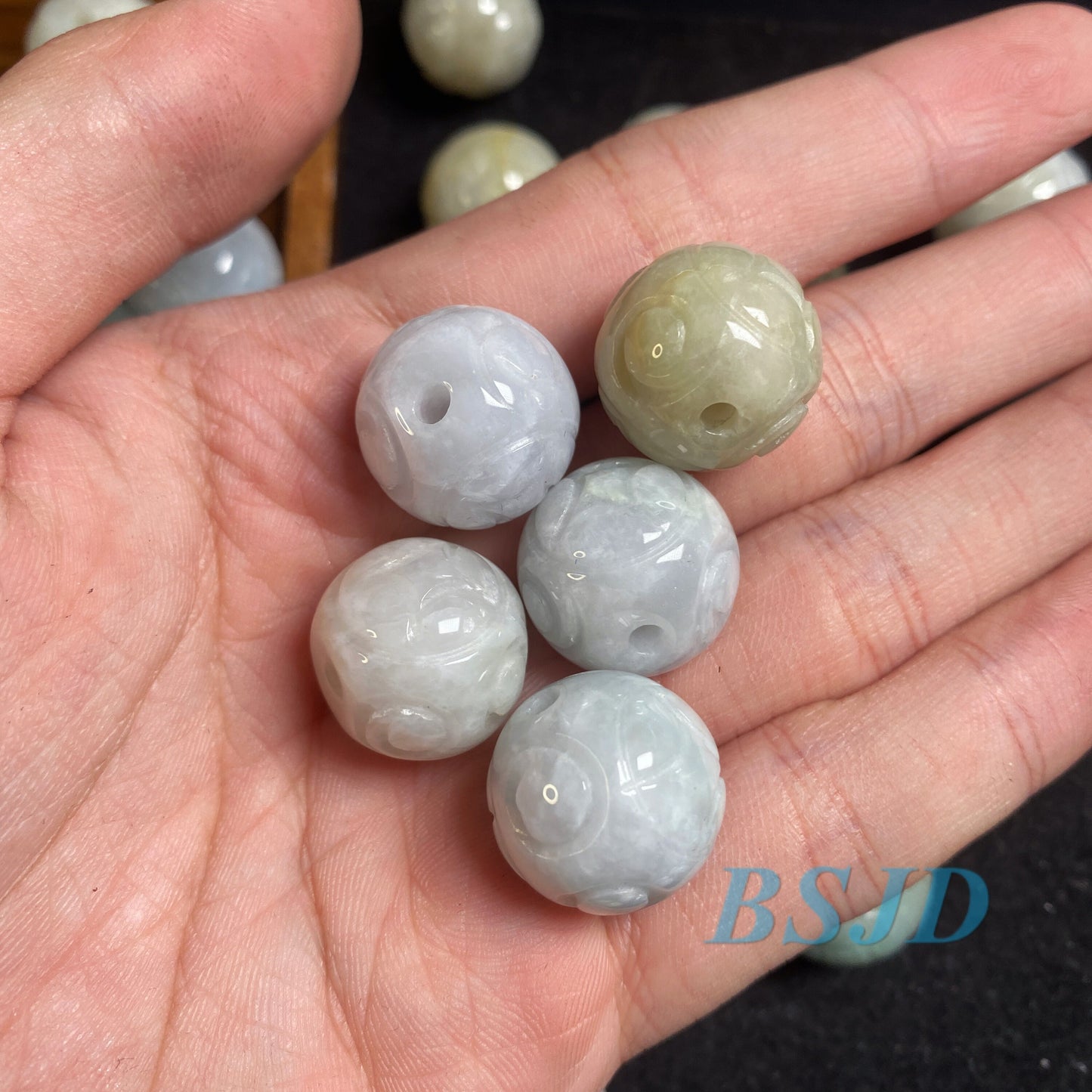 Wholesale 18mm Real Grade A Jade Dragon Bead Burma Jadeite White jade Earrings Ball hand carved DIY Jewelry gift