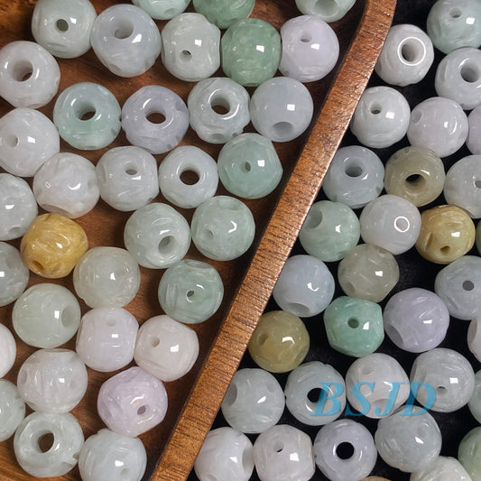 100PCS Grade A jade 9mm ball shape Ball A stone ICY Jade Burma green Jadeite Roundness Beads Perle Chinese Carved ,Myanmar Jadeit 翡翠A货