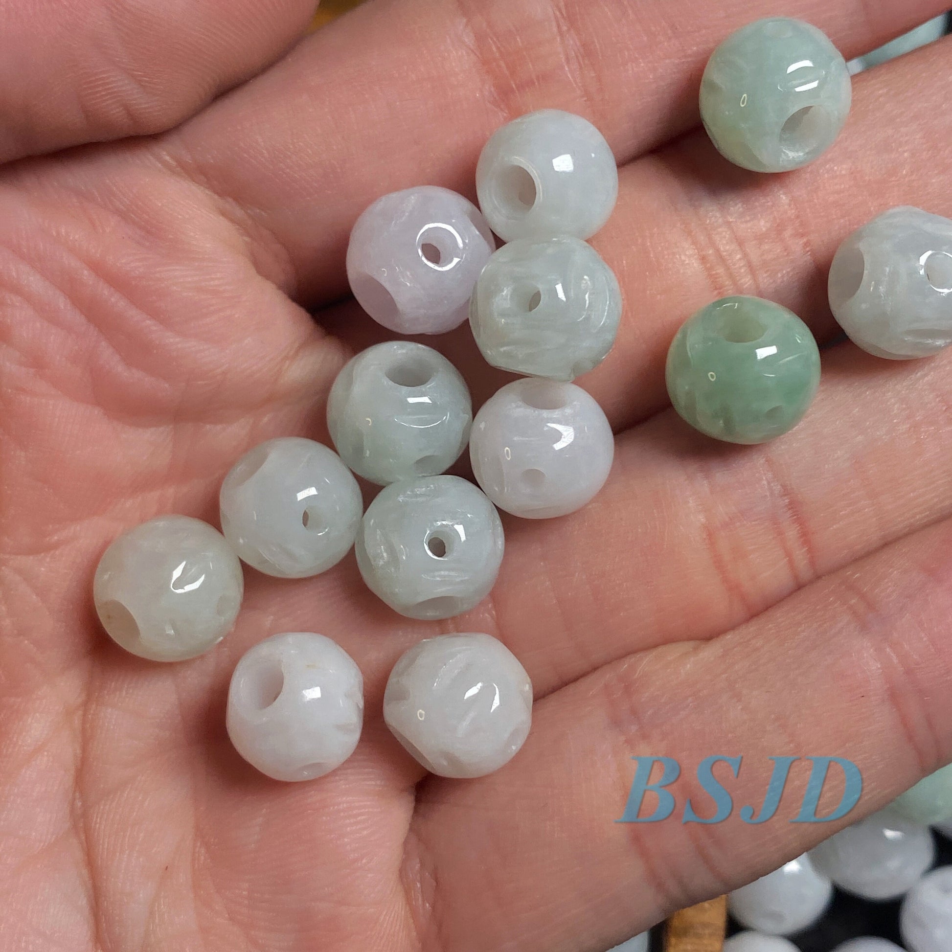 100PCS Grade A jade 9mm ball shape Ball A stone ICY Jade Burma green Jadeite Roundness Beads Perle Chinese Carved ,Myanmar Jadeit 翡翠A货