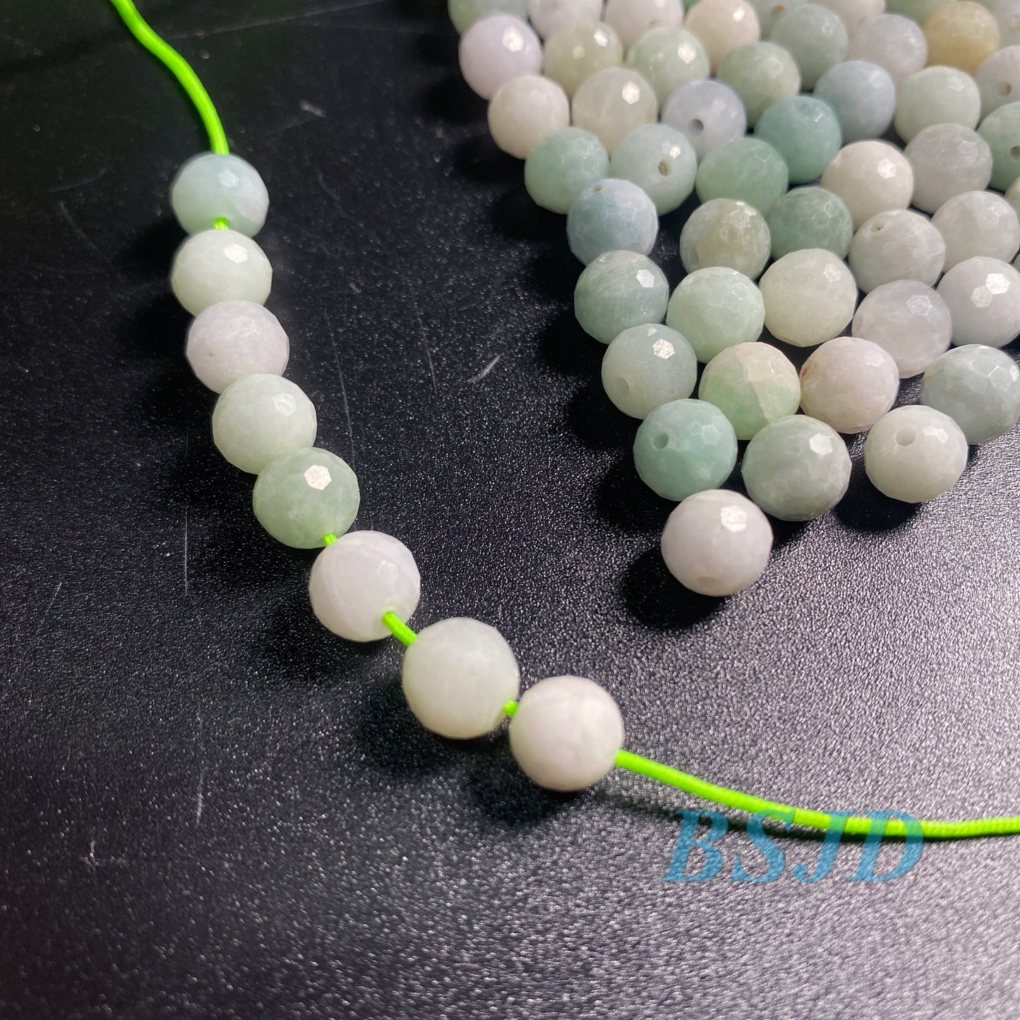 Natural Grade A Jade Cutted Beaded white green Burma Jade Ice Green Myanmar Jadeite Round ball bead DIY Beads earrings drop Jewelry gift