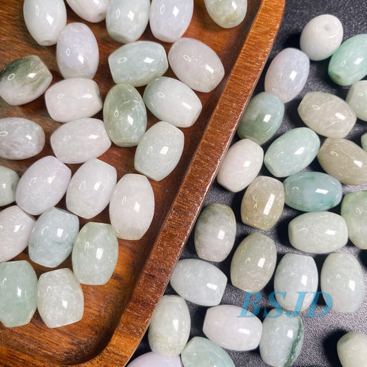 100Pcs Oval shape Grade A Jade Burma Jadeite Beads WHITE Perle DIY jade necklace earrings ,Jade barrel tube