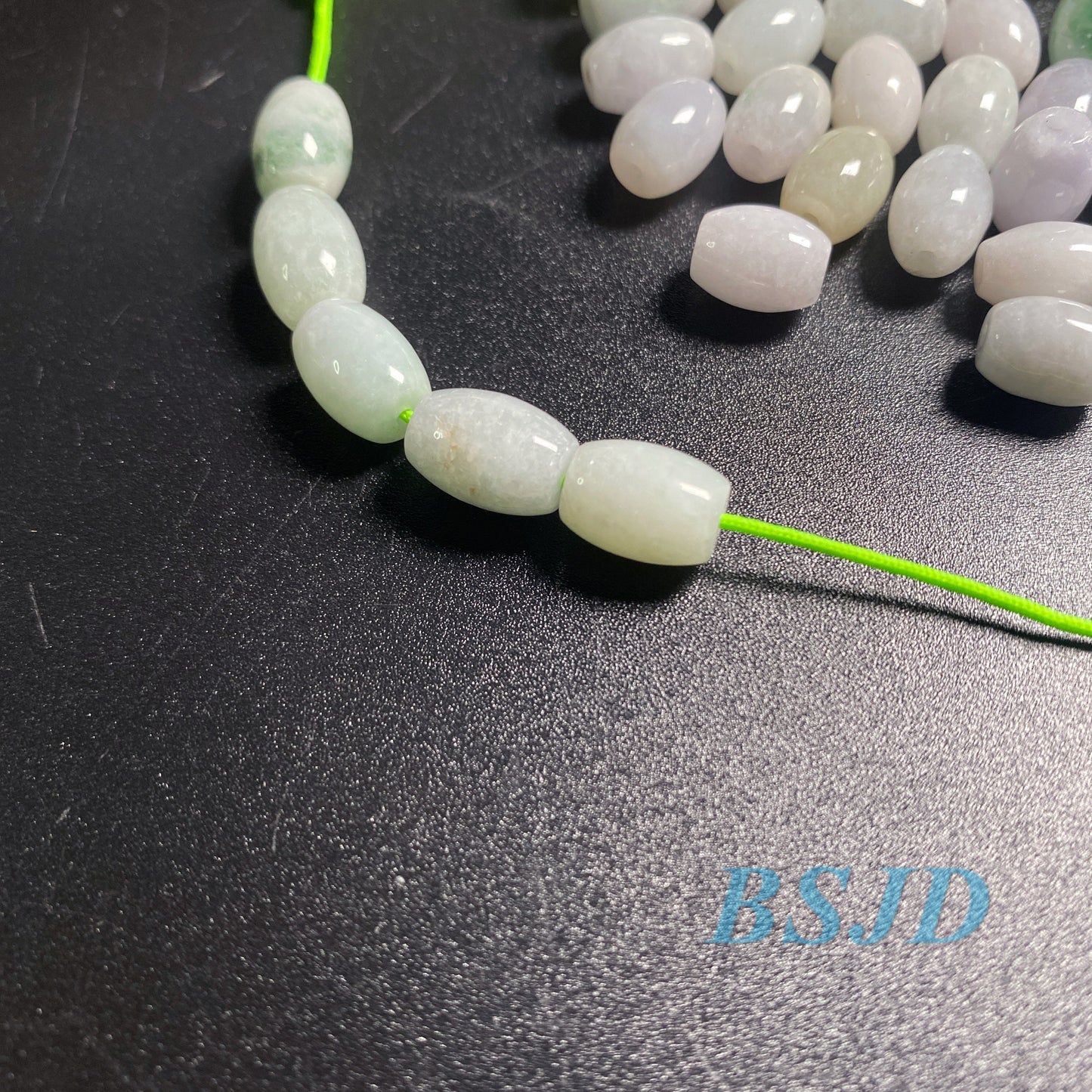 100Pcs Oval shape Grade A Jade Burma Jadeite Beads WHITE Perle DIY jade necklace earrings ,Jade barrel tube