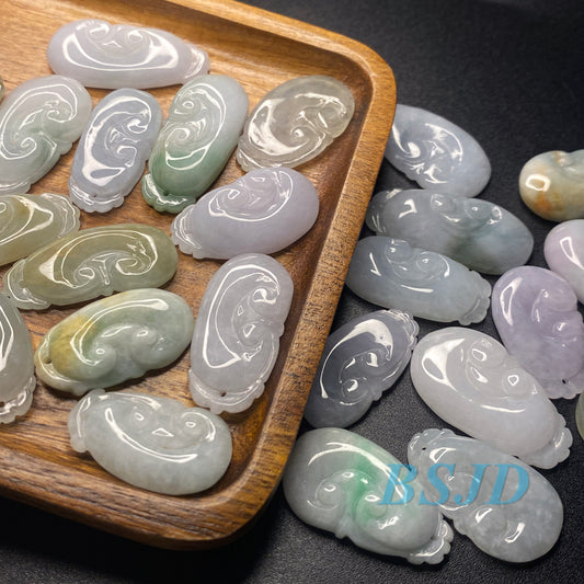 30PCS  Ruyi Lucky Pendant Natural Grade A jade Myanmar Jadeite Burma stone Beads infant baby girl jade gift