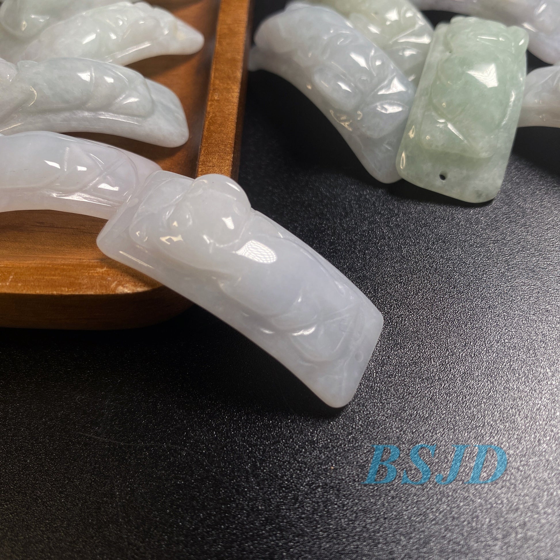 Pixiu Hook Natural transparent Guatemala Jadeite bead Grade A Jade Blue gemstone men dragon Guatemalan jadeite baby kid pendant