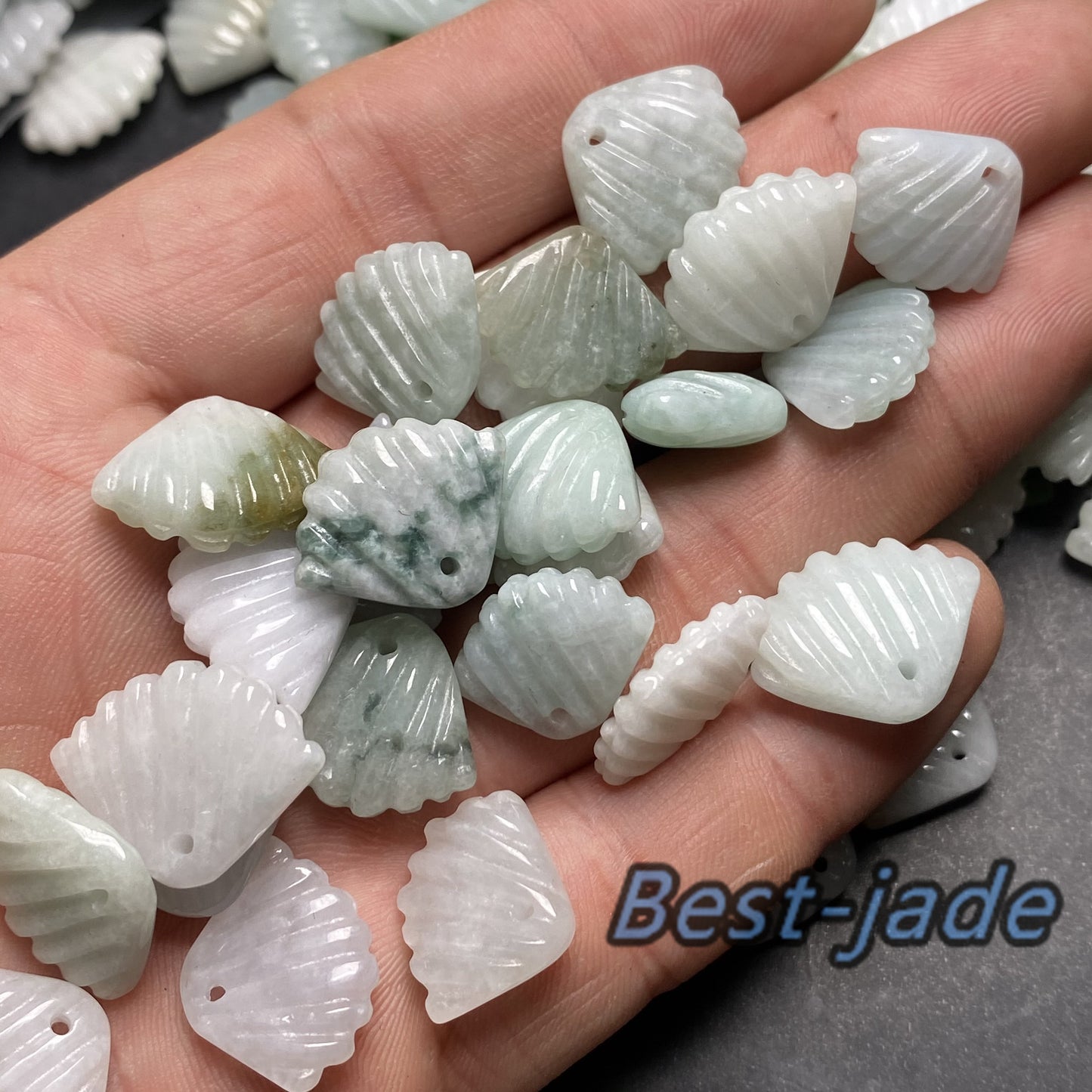 Wholesale Grade A Jade Burma jadeite Beads pearl Shell bead Type A jade Ice Myanmar Jadeite conch pendant DIY necklace earrings