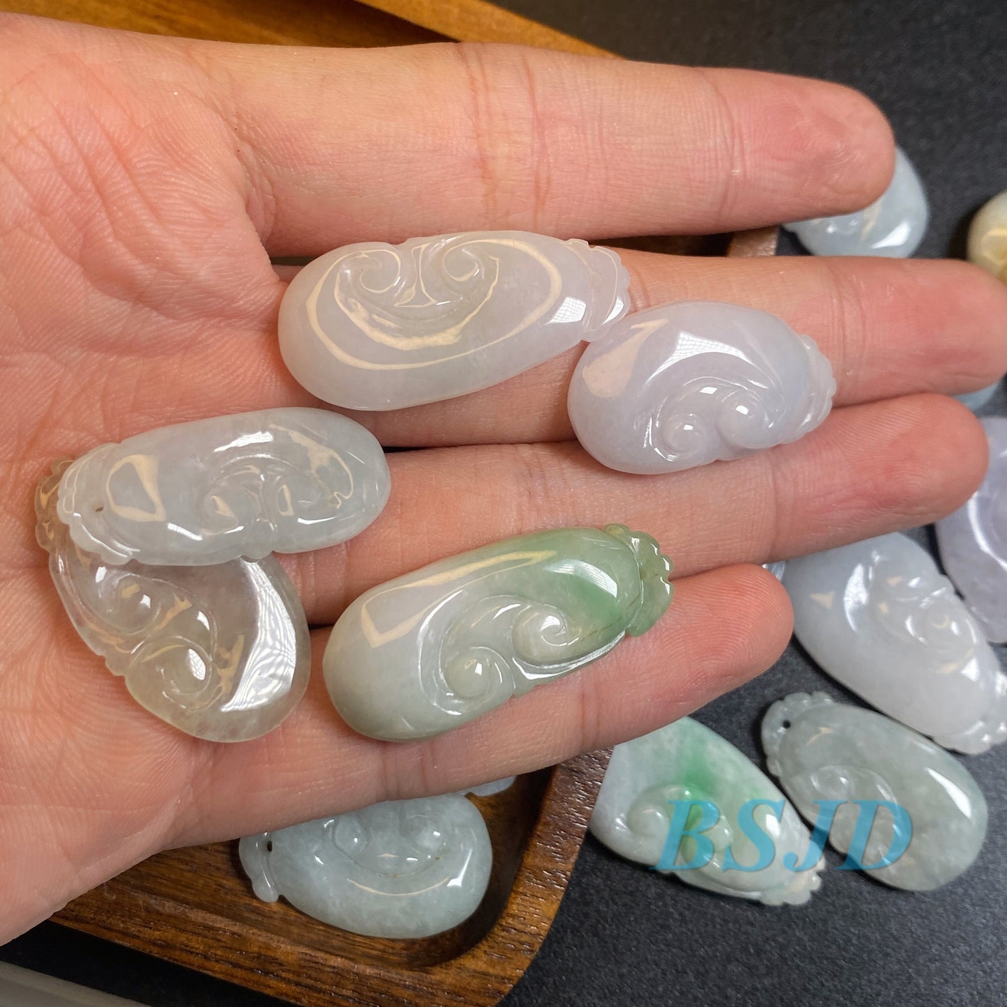 30PCS  Ruyi Lucky Pendant Natural Grade A jade Myanmar Jadeite Burma stone Beads infant baby girl jade gift
