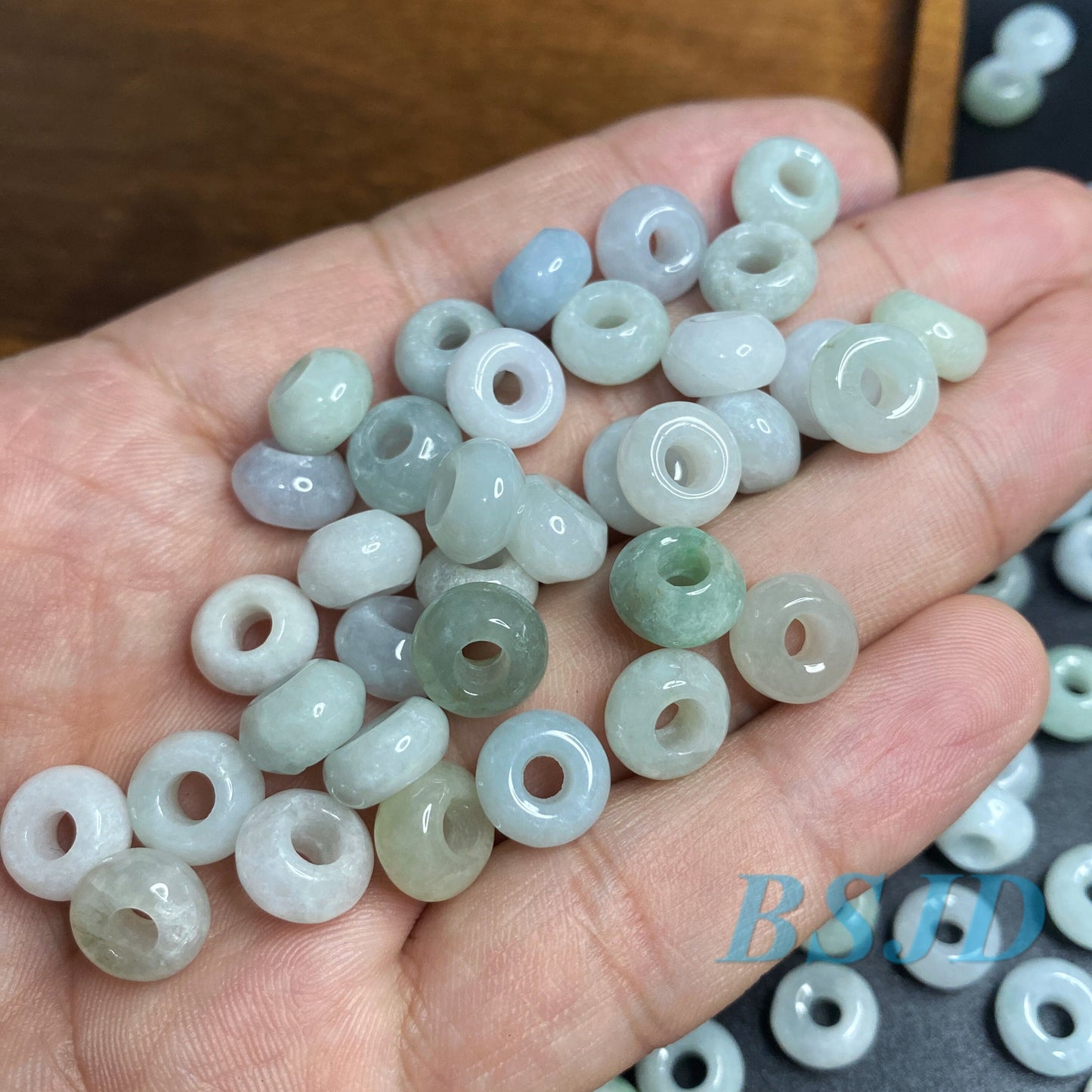 30Pcs 9mm donut Ring Natural Green Grade A Jade ICE Round Beads Kid baby DIY Earrings Burma Myanmar Jadeite doughnut Jewelry 翡翠A货 平安扣